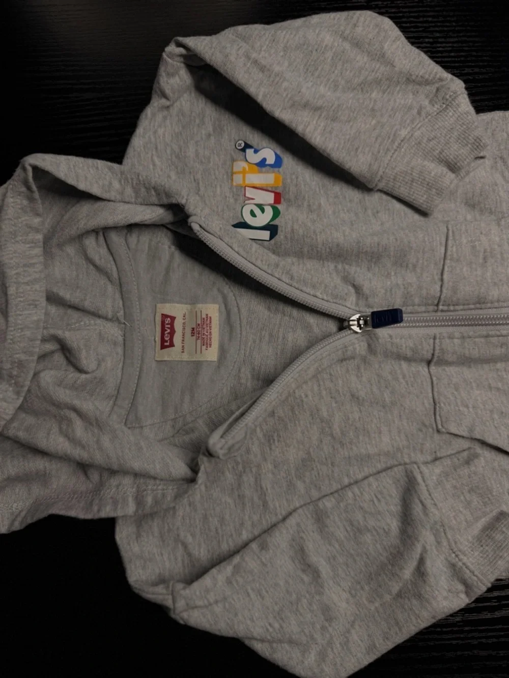 Levi's Heather Gray Hooded Baby One-Piece with Color Logo